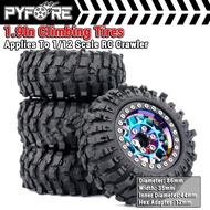 PYFORE 1.9In Climbing Tires Metal Wheel Hub 86x35mm Hex Adapter 12mm for 1/12 RC Model Car Crawler A