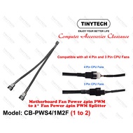 TINYTECH CB-PWS4/1M2F MOTHERBOARD FAN POWER 4PIN PWM TO 2* FAN POWER 4PIN PWM SPLITTER