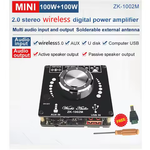 ZK-1002M 2x100W HIFI Audio Power Amplifier Board Stereo Bluetooth-compatible Amp