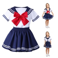 Anime Kids Girl's Japan School Uniform Sailor Dress Halloween Cosplay Costume