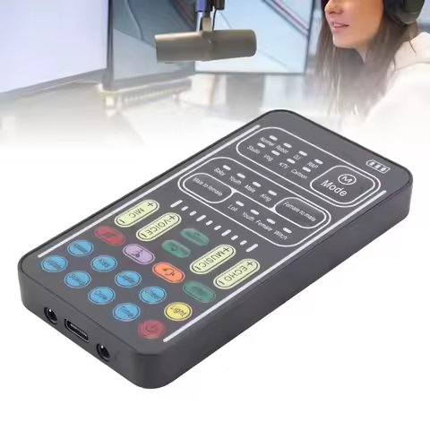 I9 Voice Changer Sound Card Real-Time Transformation with Noise Reduction Portable Mini for Streamin
