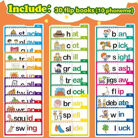 Reading Flip Book Read and Rhyme Flip Books Word Family Flip Books Flash Cards ABC Vocabulary Cards 
