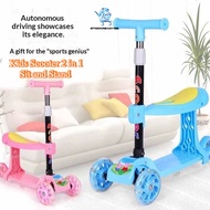 SR99. Kids Scooter 2 in 1 Sit and Stand 3 Wheel Balance Scooter Adjustable Handle Foldable Kids Scoo