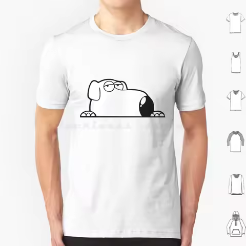 Brian Dog Peeker Cartoon Funny T Shirt Big Size 100% Cotton Stewie Peter Griffin Brian Brian Griffin
