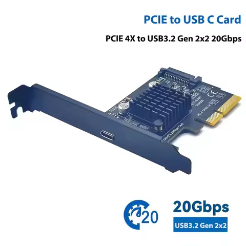 20Gbps PCIE to USB C Add on Card USB PCIE Card Type C PCI-Express 4X to USB 3.2 Gen 2X2 20Gbps PCIE 
