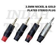 3.5mm TRS Male Stereo Jack Plug Gold Plated TVS-242G (Cable diameter 6mm)