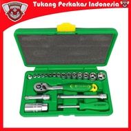 TEKIRO SOCK SET 21PCS 1/ 4"-3/8" PLASTIC BOX HAND SOCKET SET SOCKET WRENCH 21 PCS