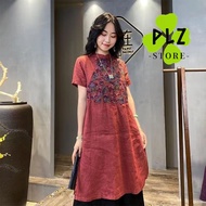 CNY Cny 2024 Chinese Dragon Year Embroidery Cheongsam Blouse Loose Long Sleeve Lady Shirt Plus Size 