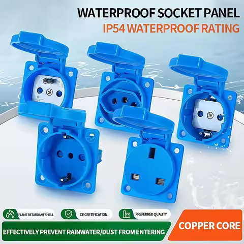IP54 16A Waterproof Outdoor Socket - 2-Pin Euro Standard, Multifunctional for German, French & UK Pl