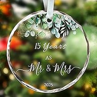 15 Years Married Gift 15th Anniversary Ornament 2025, 15 Year Anniversary Wedding Gifts for Couple, 
