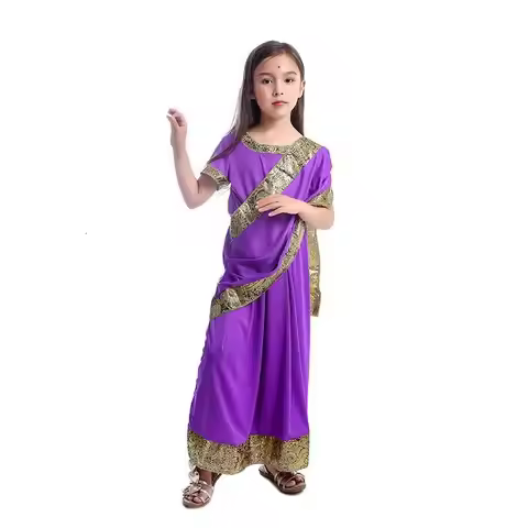 Indian sari girls cosplay children children saree Indian bollywood princess masquerade Halloween par