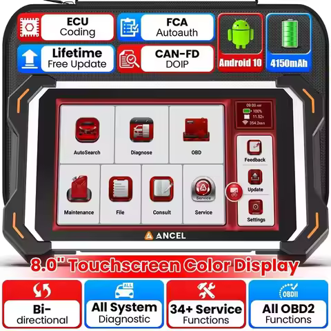 OBD2 Auto Scanner All System Diagnostic ECU Coding Active Tester CAN FD DOIP 34+ Reset OBD 2 Car Sca