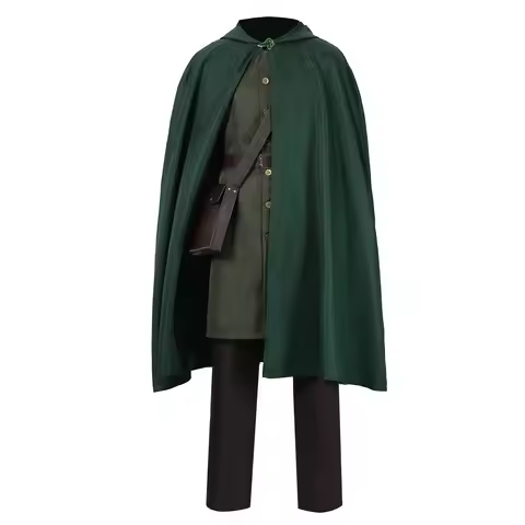 Movie Hobbit Bilbo Baggins Cosplay Costume Men Medieval Cloak Cape for Halloween Party