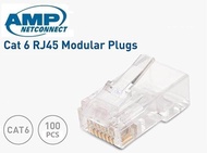 100PCS AMP Tyco RJ45 CAT6 8P8C Modular Plug Network Connector - CAT-6/8P8C