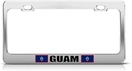 Guam Country Flag Chrome Steel License Plate Frame Tag Border