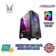 Invasion T-ATX Dex-7 Black Gaming Casing Chassis [Free 3 Unit RGB Fan]