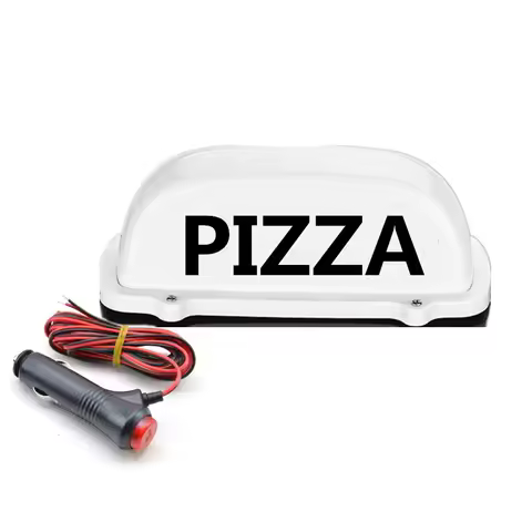 1 Pcs LED CAR Top Light Roof PIZZA Sigl Light And With 3 Meter Charger Line And Magnet Base PIZZA Ad