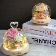 康乃馨 心型玻璃盅 玻璃球 夜燈 母親節禮物 永生花 不凋花