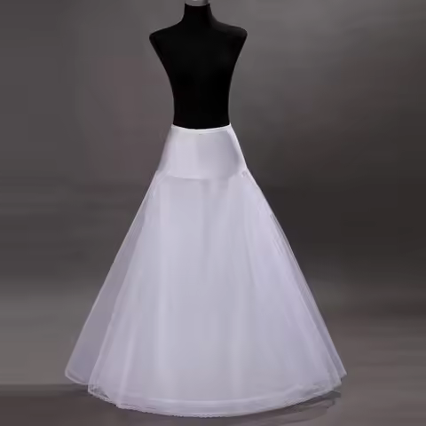 A-Line 1 Hoop White Petticoat for Weeding Dress Adjustable Size 3-Layer Bridal Gown Underskirt