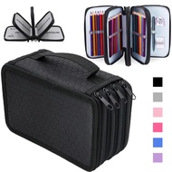 Large 72-Slot  Pencil Bag with Carry Handle & Multi-Layer Zip Compartments, Student Art Supply Organ