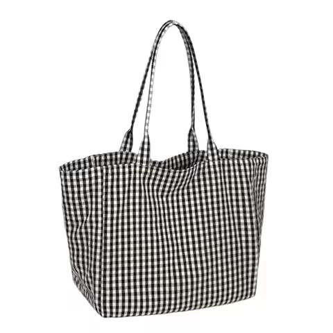 Polka Dot Print Canvas Tote Bag Stripes Print Check Print Large Capacity Tote Canvas Material Large 