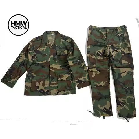 Men's BDU Camouflage Suit, Wear-Resistant, Outdoor Training Clothing, M81 WOODLAND, Seal Old School 