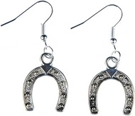 Horseshoe earrings horse cowboy pendant hoof silver mini 22mm - handmade fashion jewellery I earring