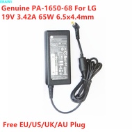 Genuine 19V 3.42A 65W PA-1650-68 AC Adapter For LG R400 M2280D M2380D M2780DF C500 ADP-65JH AB LCD M