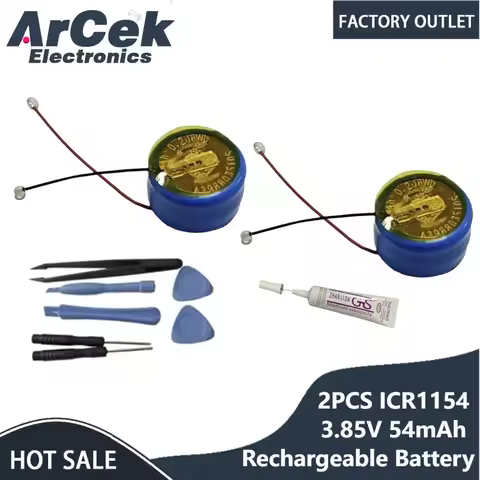 2PCS ICR1154 Rechargeable Battery 3.85V 54mAh 1154 Can Replace M1154S3 LIR1154 CP1154 for TWS Headph