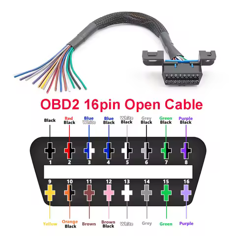 OBD2 16pin Open Cable 18AWG 30cm Colorful DIY Opening Line Adapter Female Connector to Open OBD Cabl
