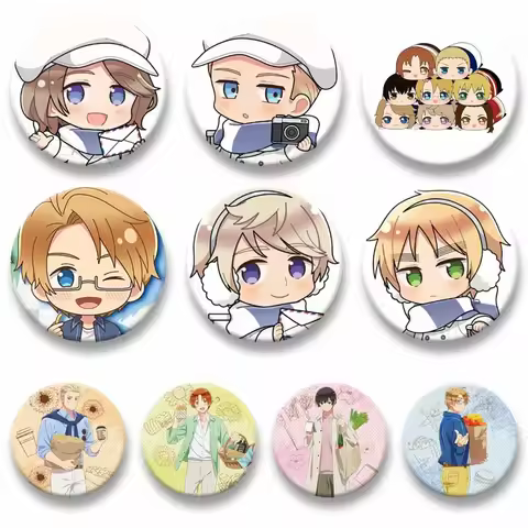 Anime Hetalia America Italy Russia Soft Button Pin Creative Funny Cartoon Meme Brooch Cute Manga Bad