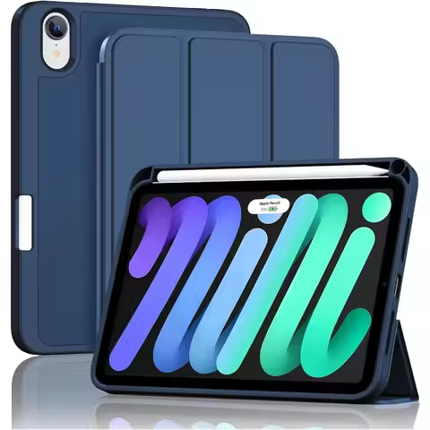 Smart Case for iPad Mini 7 A17 Pro 2024 Mini 6 8.3"2021 Pencil Holder Charging Cover iPad Mini 7th/6
