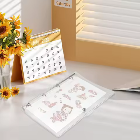 Clear Plastic Binder Notebook Shell A4 Size 4 Ring Fastener for Loose-Leaf Papers Planner Cover Scra