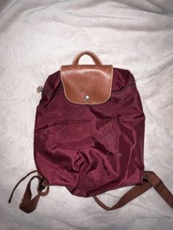 Longchamp Le Pliage 經典尼龍雙肩背包（酒紅色 ）