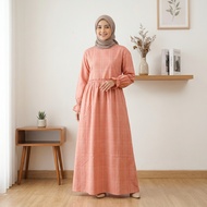 Dareena Gamis Katun Adem Motif Slube Orange Dress Harian Wanita Simpel - GAMIS SLUB ORANGE 1