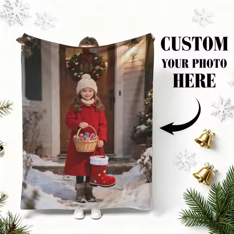 Custom Christmas Couple Christmas Memorial Flannel Blanket - Printed with Exclusive Anniversary + Ch
