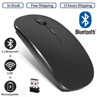 เมาส์บลูทู ธ Rechargeable Wireless Mouse Bluetooth Mouse Computer  Ergonomic Mini Usb Mause 2.4Ghz Silent Macbook Optical Mice For Laptop Pc