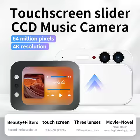 2.8inch HD Entertainment Digital Camera 64MP 4K Multiple Filters Mini Slider Camera 3600mAh OTG for 