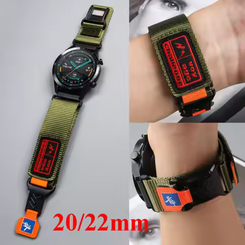 22mm 20mm Magnetic Buckle Nylon Strap for Samsung Galaxy Watch 7 6 5 4 40mm 44mm Strap for Huawei Wa