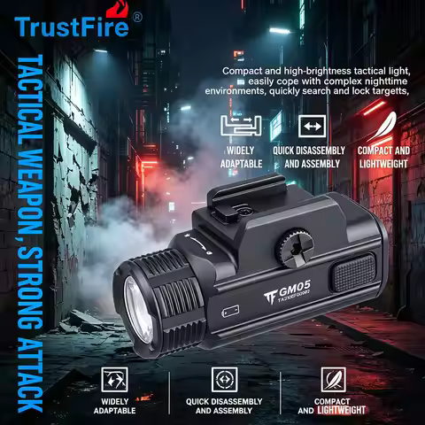 Trustfire GM05 Tactical LED Pistol Light 1050 Lumen 268Meter Light Mini LED Light Compact USB Rechar