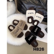 CODE H826 women's fur sandals with cross straps, 3p high sole, super cute and comfortable