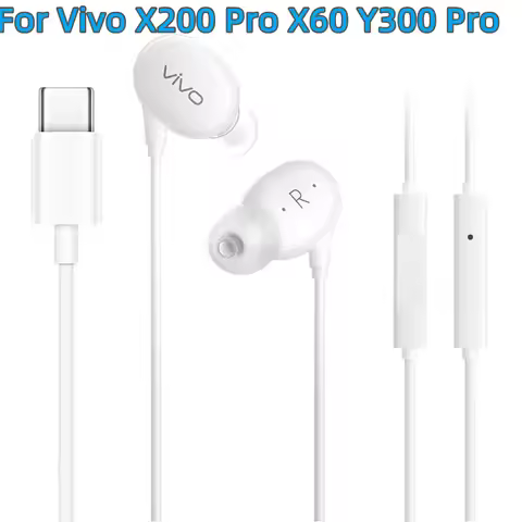 Vivo X200 pro XE710 USB Type C Earphone Wired Control Hi-Fi Headset With Mic For VIVO Y300 Y200 S18