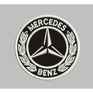 HP-R55 MERCEDES LOGO PATCH BLACK AND WHITE EMBROIDEREDbenz ACCESSORIES BET/ EMBLEM