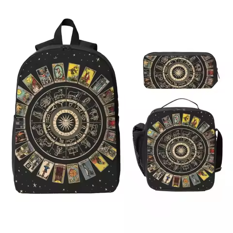 Wheel Of The Zodiac Major Arcana Backpack BookBag School Bag Computer Shoulder Bags 3ps Insulated Lu