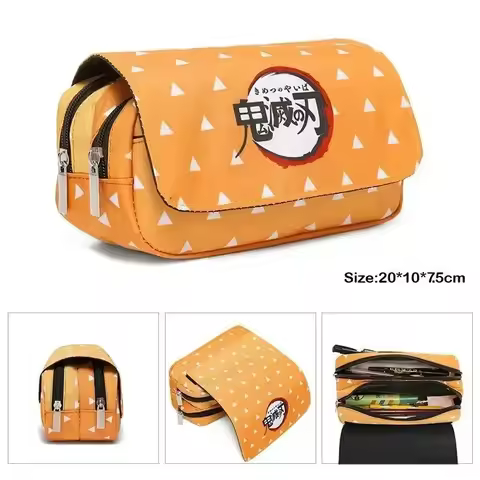 Demon Slayer 3D Anime Pen Bag Student Storage Bag Tanjirou Nezuko Zenitsu Giyuu Cartoon Pen Box Kawa