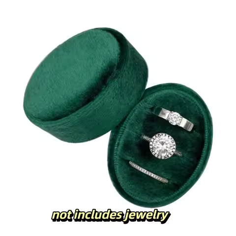 Velvet Material Velvet Ring Box 2 Slots/3 Slots Oval Shape Three Ring Box Handmade Vintage Style Ear