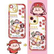 手机壳 Mobile phone shell 转盘财神爷苹果15promax手机壳暴富华为p60pro透明软壳小米14pro现货 热卖 25-4-5