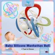 🐳Baby Silicone Manhattan Ball Teether Ball Rattle Handbell Ball Sensory Toys Activity Toy Maze Bayi 