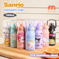 MKBK 1000ML Straw Tumbler Gradient Color Bottle Thermos Tumbler Water Bottle Straw Cup Car Stainless