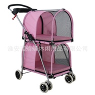 🚢Blue Dragonfly Lightweight Folding Double Layer Pet Trolley Dog Puppy Pet Removable Separation Cat Cage